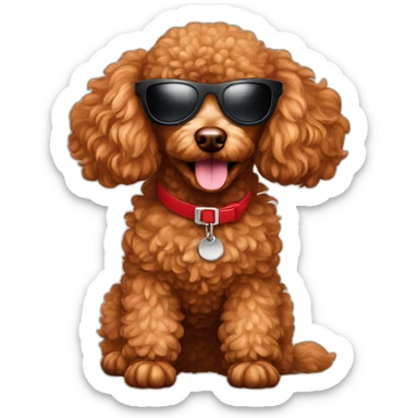 Cool red toy poodle with sunglasses sticker