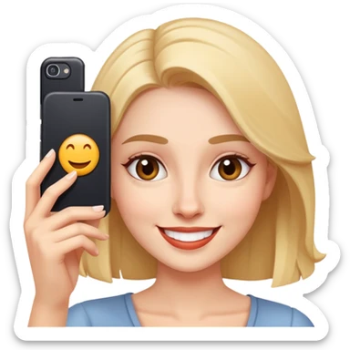 smiling woman taking a selfie sticker