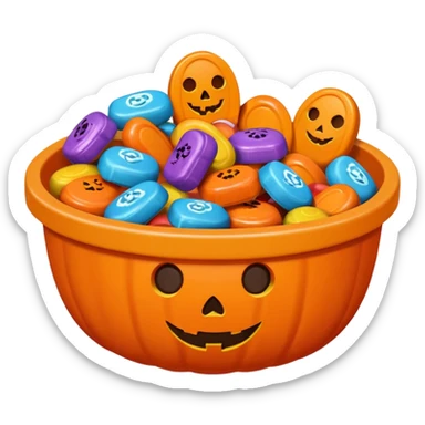 Lots of Halloween candy in an Orange bowl sticker