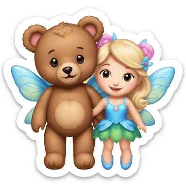 Teddy and fairy as a couple sticker