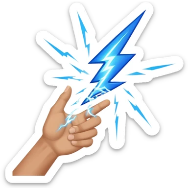 Hand catching a lightning bolt mid-air sticker