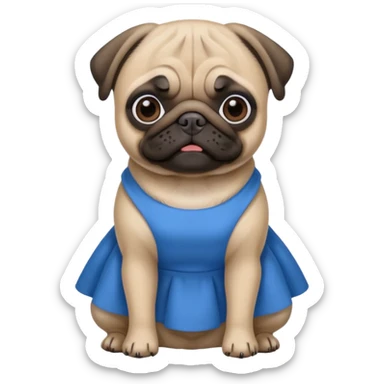 Pug realista com vestido azul sticker