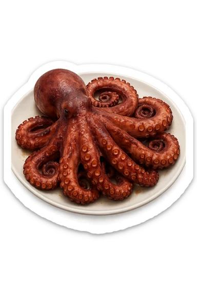 Polpo cucinato su un piatto sticker