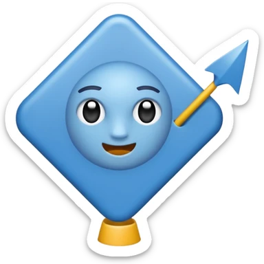 Un cuadrado azul con una flecha en medio sticker