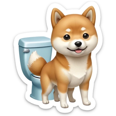 A Shiba Inu is going to the toilet sticker