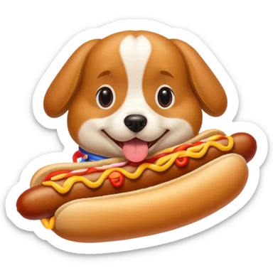 dog eating hotdog sticker
