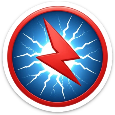 Red and blue lightening in a circle shape with effects sticker
