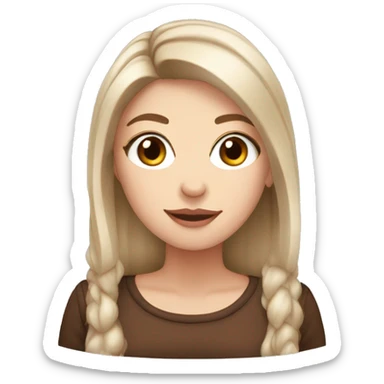 White girl with brown long hair and hot chocolate  sticker