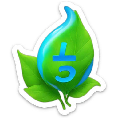 blue "e" from Engie logo with high voltage emoji in green leaves sticker