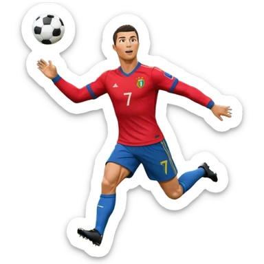 Ronaldo scoring a goal, stadium full of fans, dynamic action, vibrant colors sticker