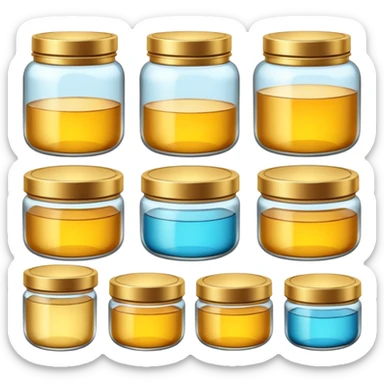 Varios produtos de beleza com tampa dos potes dourados e fundo transparente pra usar como figurinha sticker