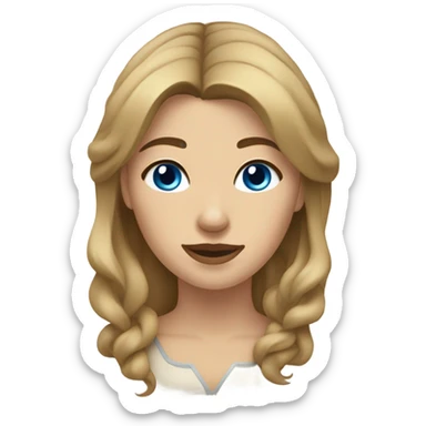 Femme cheveux châtain yeux bleus avec Husky beige dorer  sticker