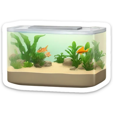 Rectangular fush tank, beige lid and wedges with plants and Tetraglow fish sticker