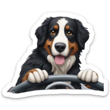 bernese mountain dog driving in arctic polar circle sticker