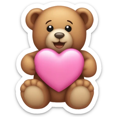 Pink heart and teddy bear sticker