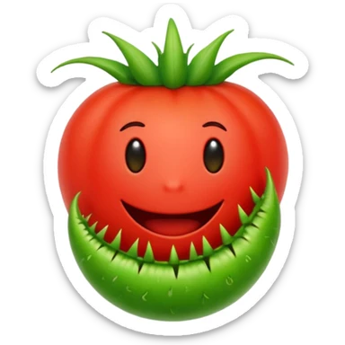hybrid fusion of tomato and venus flytrap emoji sticker