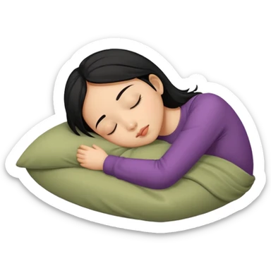 Black haired, olive-skinned Asian girl sleeping alone  sticker
