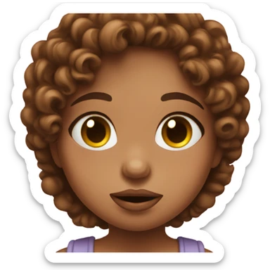 Girl mit brown curly hair that is blowing a babypink kiss sticker
