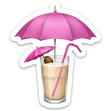 coconut drink with pink umbrella sticker