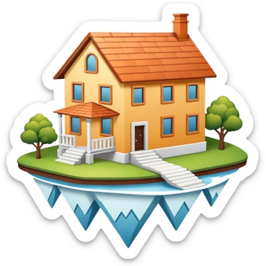 Make a simple upside down house in 2d with a black background and white lines sticker