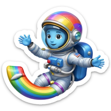 Helmet Astronaut riding rainbow sticker
