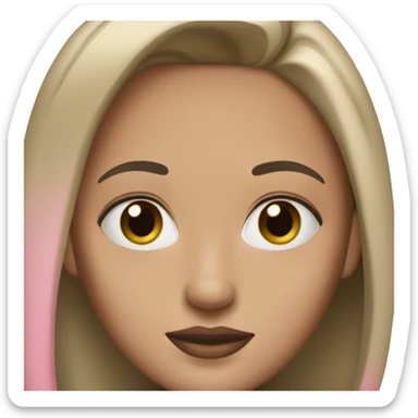 Woman with long straight hair, white skin tone, hazel green eyes, pink lipstick, pink croptop sticker