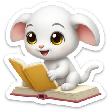 Cute baby kawaii axolotyl doing homework  sticker