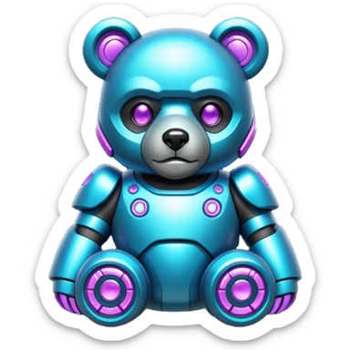 glitter mech bear cian cyberpunk sticker