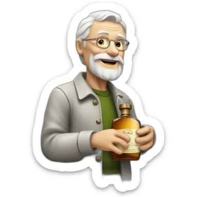 old man holding a sauvage cologne bottle sticker