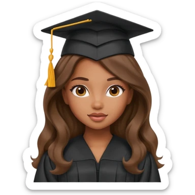 a pretty bratz brown girl with long wavy hair graduating sticker