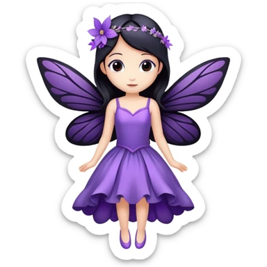 Whimsical fairy :purple and black sticker