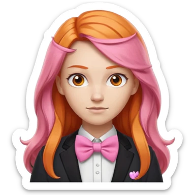 In A Clash Of Clans Aesthetic long orange hair woman with pink bowtie sticker