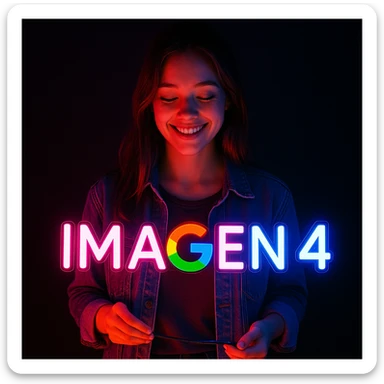 make a girl holding this sign, but sign in made of neon sticker