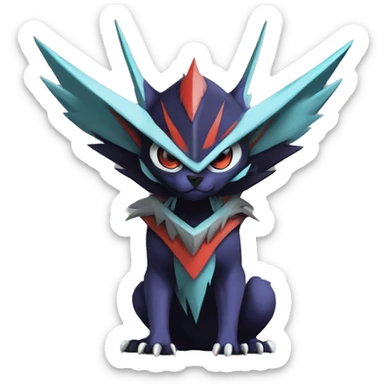 Cool Dark Edgy Absol-Noivern-Quilava-Litten-Pokémon with edgy stripes hoodie spiked collar punk Full Body sticker