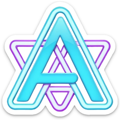 futuristic minimalistic emoji icon, letters "N" formed by three glowing digital lines representing Storm, Atom and NoizeGames, neon purple (#8B5CF6) and cyan (#00E0FF) on dark background, modern tech style, 1:1 aspect ratio sticker