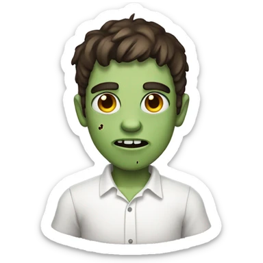 teen boy zombie with medium dark brown hair and white shirt sticker