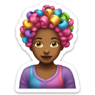 Little girl with hair curlers  sticker