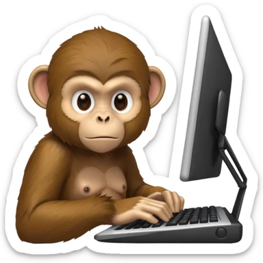 monkey typing the keyboard sticker