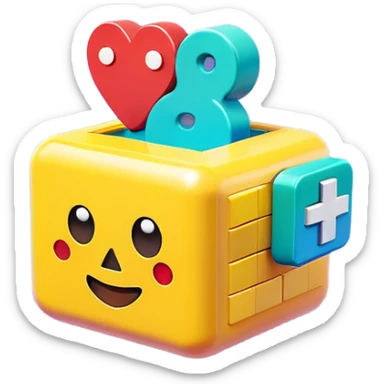 Clash of Clans aesthetic: Cinematic Playful Pixel 3D Health Box Portrait Emoji, rendered in a 3D vector-style similar to standard emojis with minimal shading and bold, simplified shapes. A compact, distinct form with signature details, softly glowing with a pixelated adventure charm. Simplified yet unmistakably iconic, highly detailed and consistent, glowing with a soft radiance and high shine. Stylized with a touch of classic pixel-art charm and a soft glowing outline, capturing the essence of a beloved gaming relic with a friendly, playful manner! sticker