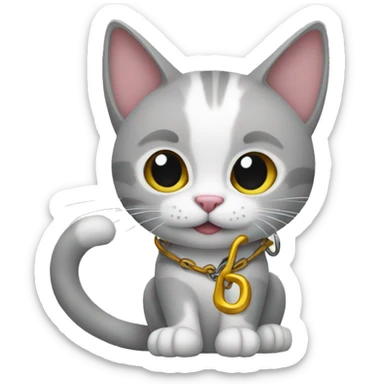 a cat with a hook in its paws sticker