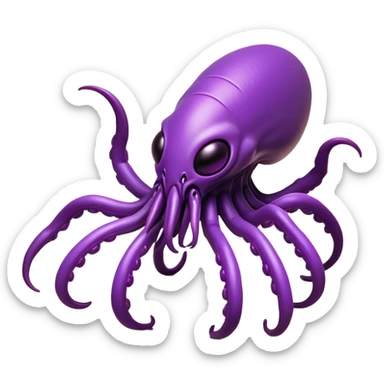 Clash of Clans aesthetic: Cinematic fierce Zerg Alien Emoji, rendered in a 3D vector-style similar to standard emojis with minimal shading and bold, simplified shapes. A compact, isometric, otherworldly creature with insectoid, organic details and subtle, eerie tentacles, softly glowing with a sinister alien charm. Simplified yet unmistakably iconic, highly detailed and consistent, glowing with a soft, spectral radiance and high shine. Stylized with a touch of bio-engineered mischief and a soft glowing outline, capturing the essence of a fearsome extraterrestrial menace with a playful twist! sticker