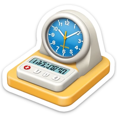 Voy tarde: Un reloj de arena con un diseño moderno, a un lado la representacion de una casa y al otro de un hospital sticker