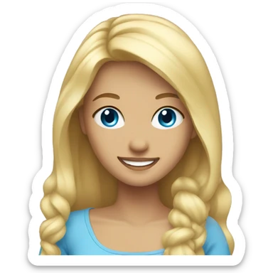 Girl with blonde hair and blue eyes smiling sticker