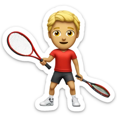 joueur de tennis blond (homme) qui tiens une raquette de tennis rouge sticker
