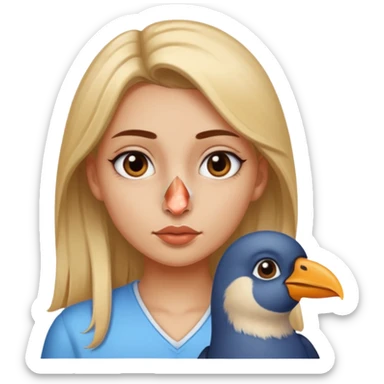 Girl with bird beak for nose sticker