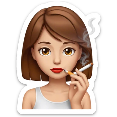 emoji girl with brown hair smoking a cigarette  sticker