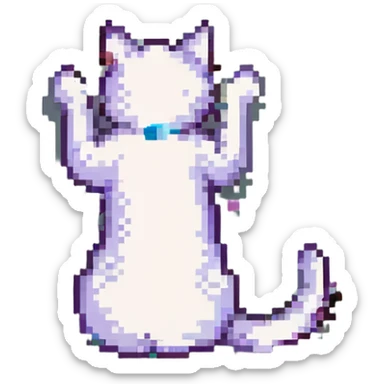 pixel art style cat stretching with simple background sticker