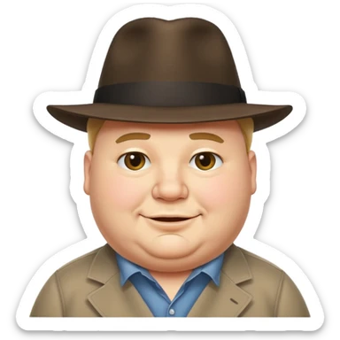 Fat guy tipping his fedora that’s in his head while smirking sticker