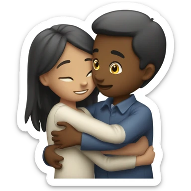 Hug and kiss boy and girl sticker