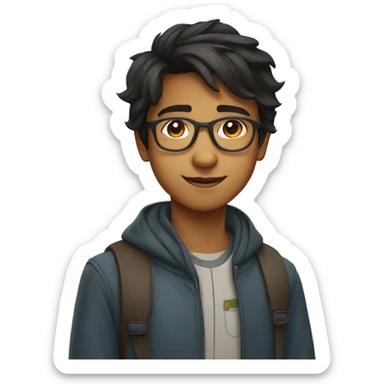 A 15 year old Indian boy wearing glasses and a turbant sticker